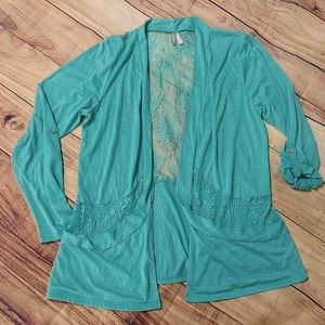 Vanity Cardigan Sweater Lace Back Size XL